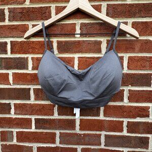 Wireless Bra Large Gray Molded Cups Adjustable Straps ANWND
